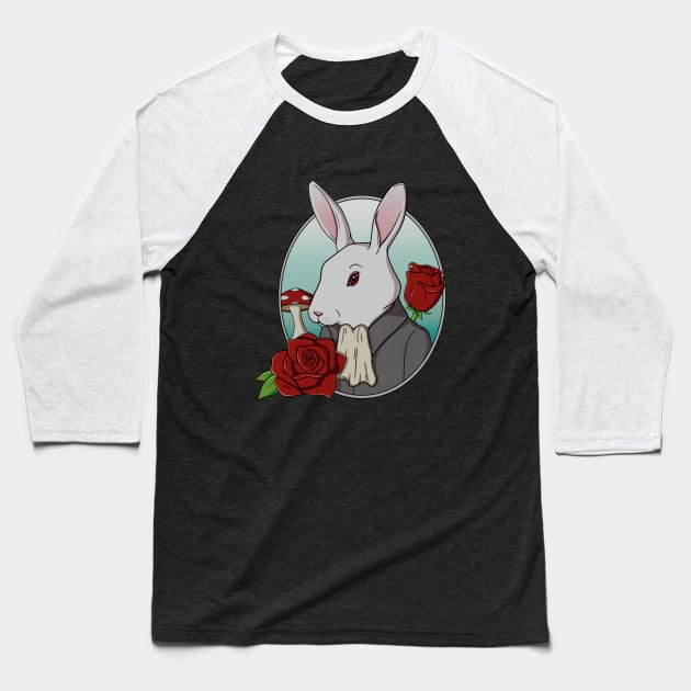 Bunny and Roses Baseball T-Shirt by joanie1508